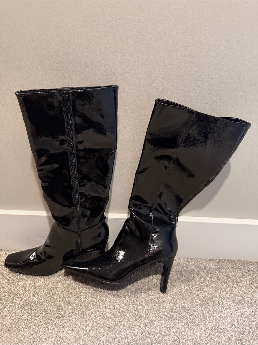 ASOS Black Patent Over-the-Knee Stiletto Boots